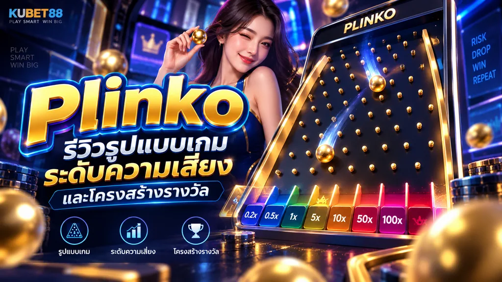 Plinko รีวิวรูปแบบเกม ระดับความเสี่ยง และโครงสร้างรางวัล
