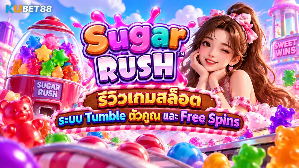Sugar Rush รีวิวเกมสล็อต ระบบ Tumble ตัวคูณ และ Free Spins